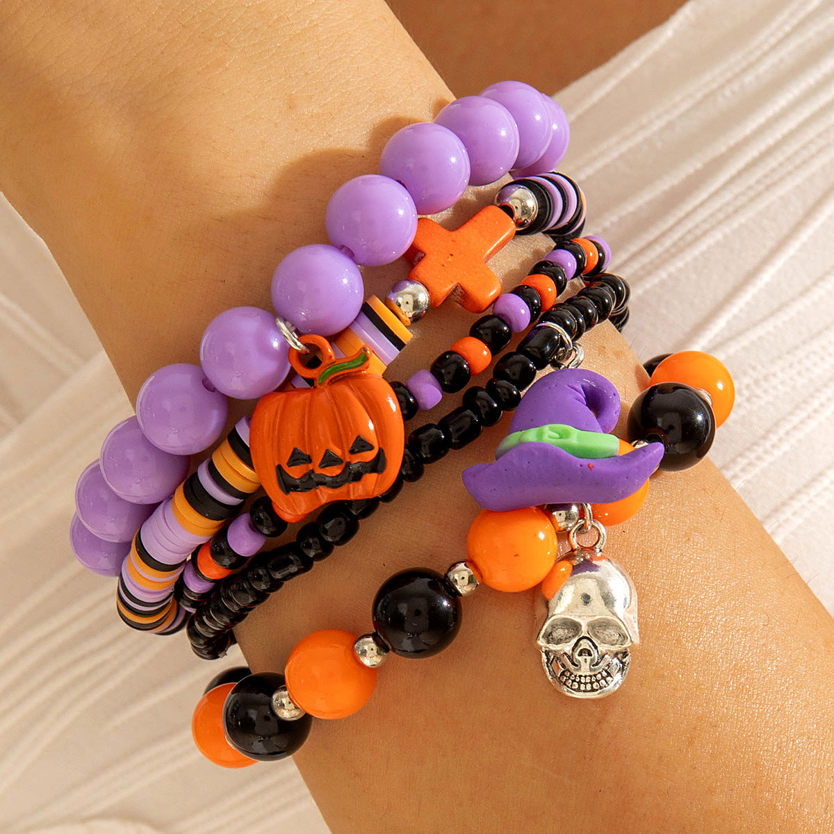 Wholesale  Funny Skull Rice Bead Bracelet Set